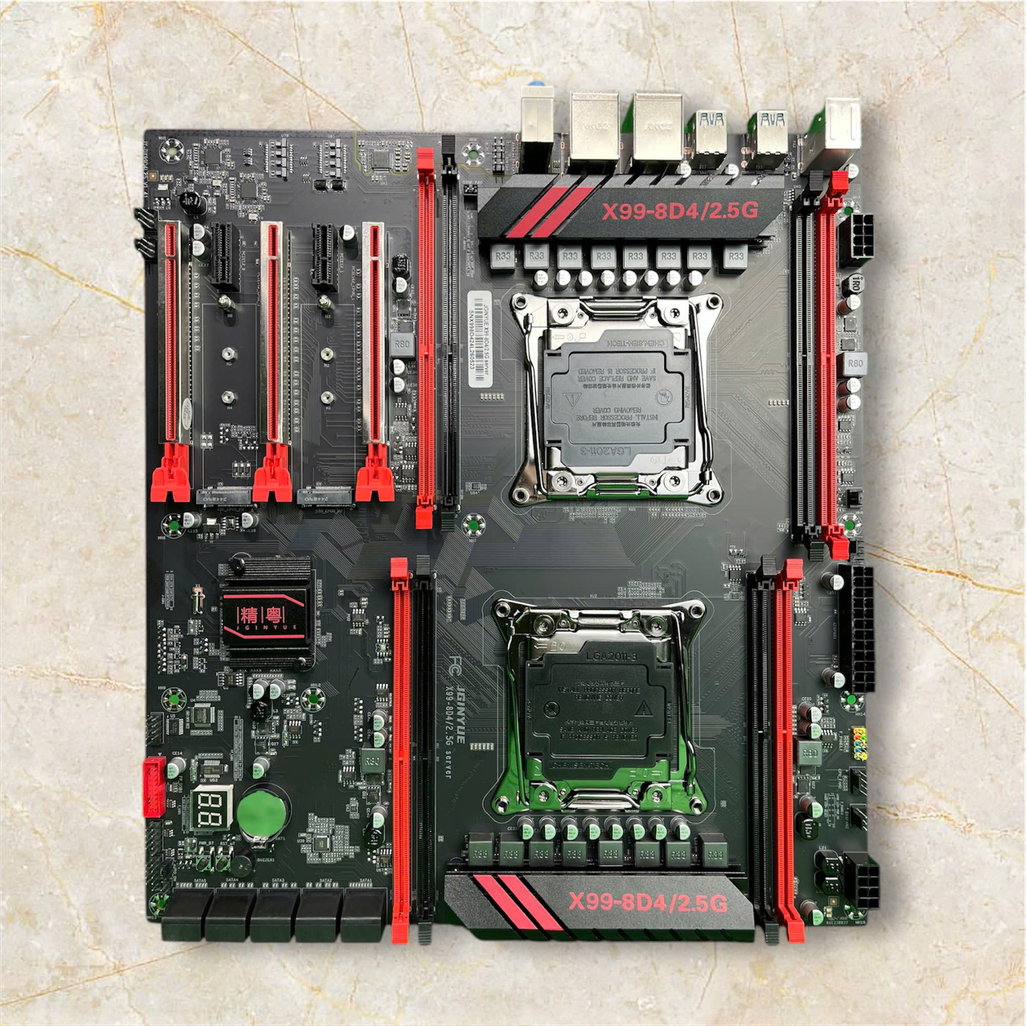 Bo mạch chủ Mainboard JGINYUE X99-8D4/2.5G (V1.41 version) dual circuit