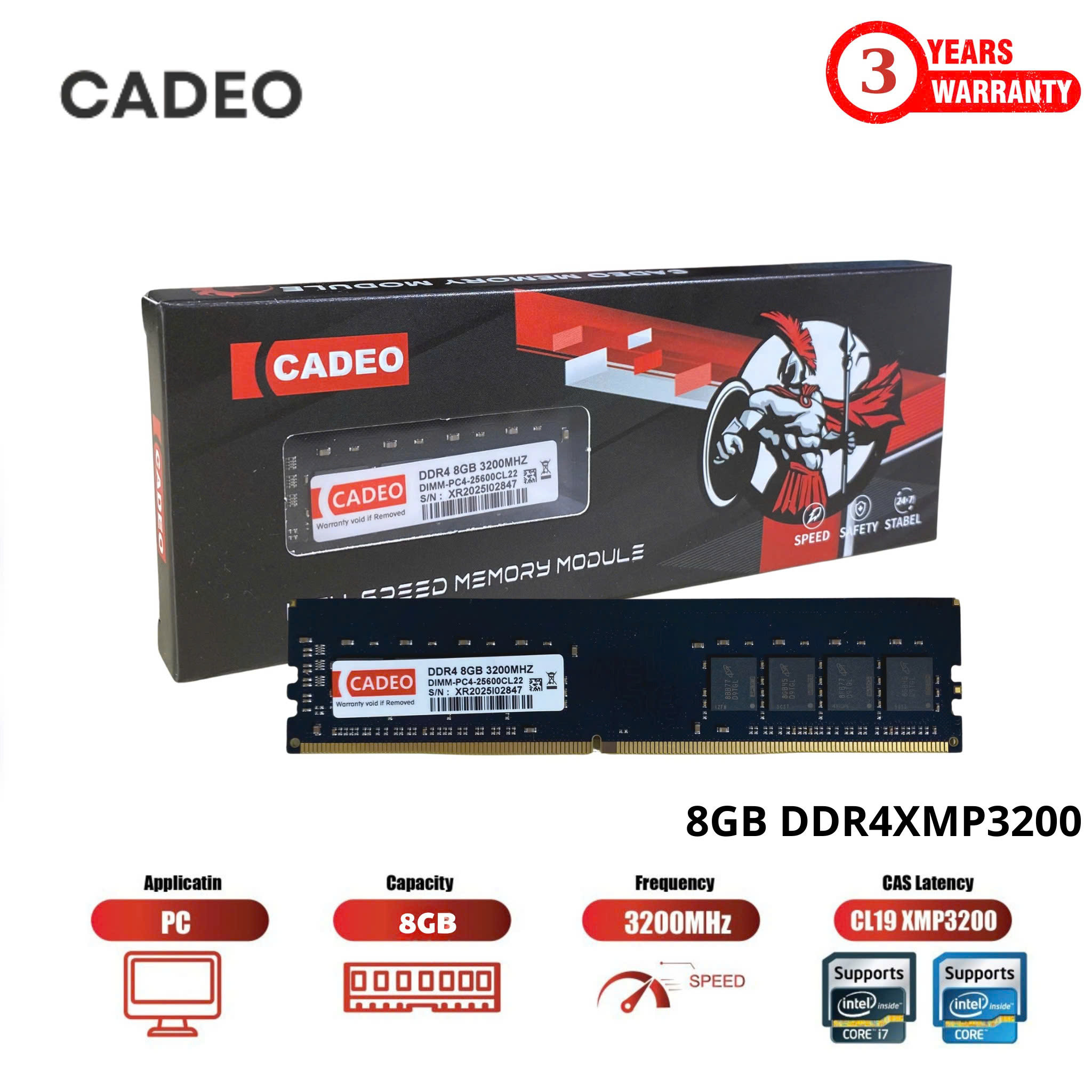 Ram PC CADEO DDR4 8GB  Bus 3200Mhz bảo hành chính hãng 36 tháng